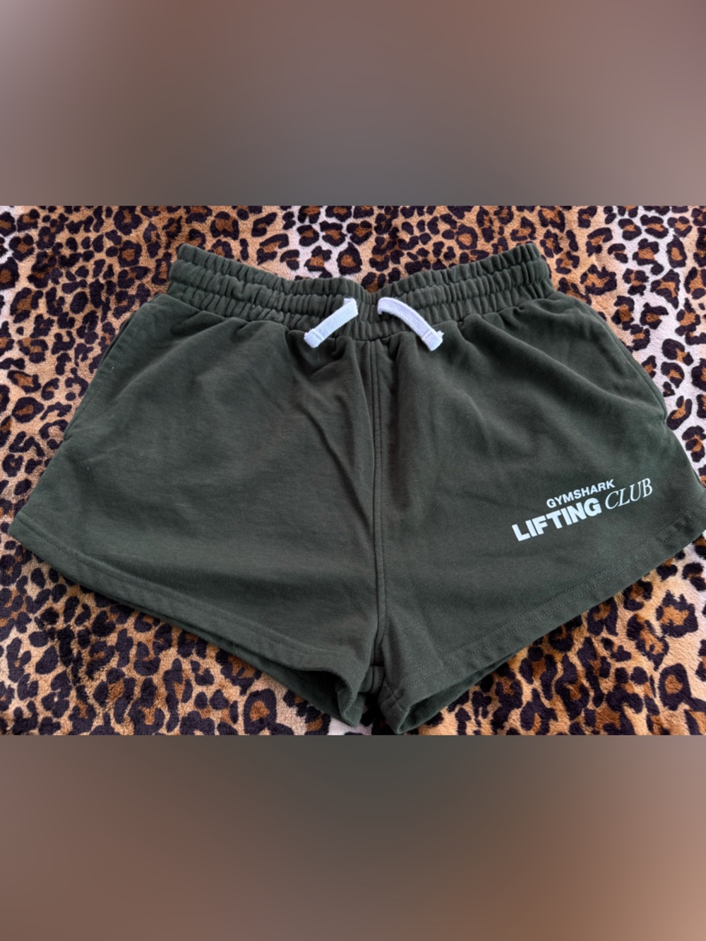 Gymshark Dark Green Lifting Club Shorts with White Drawstring